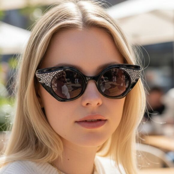 Gucci Designer Black Special Style Diamond Original Sunglasses Italy